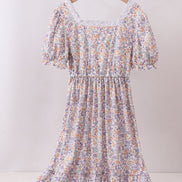 Purple floral lace women dress
