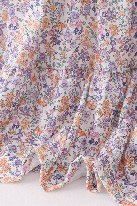 Purple floral lace women dress