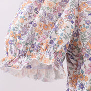 Purple floral lace women dress
