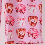 Pink bow baseball bamboo jumpsuit