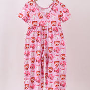 Pink bow baseball bamboo jumpsuit
