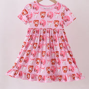 Pink bow baseball bamboo dress