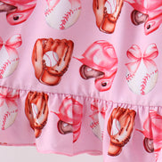 Pink bow baseball bamboo dress