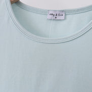 Blue bowknot cross applique top