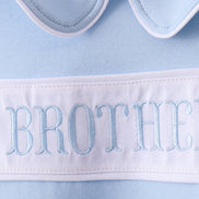 Blue brother embroidery pocket shorts set