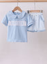 Blue brother smocked shorts set