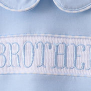 Blue brother smocked shorts set