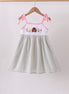 Pink seersucker farm animals embroidery ruffle dress