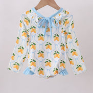 Blue bow lemon rashguard