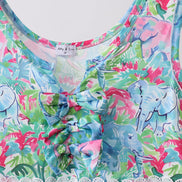 Green tropical garden dress