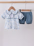 Navy bunny embroidery peter pan collar bloomer set