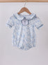 Navy bunny embroidery peter pan collar bubble