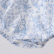 Navy bunny embroidery peter pan collar bubble