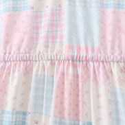 Pink patchwork floral tiered dress