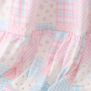 Pink patchwork floral tiered dress