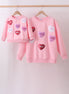 Pink heart love smile sequin fleece mom&me sweatshrit