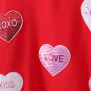 Red heart love smile sequin fleece mom&me sweatshrit