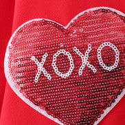 Red heart love smile sequin fleece mom&me sweatshrit
