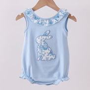 Blue bunny applique ruffle bubble