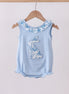 Blue bunny applique ruffle bubble