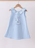 Blue bunny applique ruffle dress