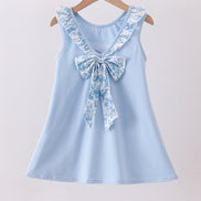 Blue bunny applique ruffle dress