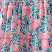 Pink floral smocked tiered dress