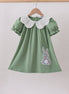 Sage bunny applique lace collar dress