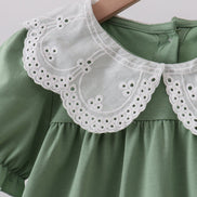 Sage bunny applique lace collar dress