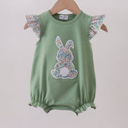 Sage bunny applique ruffle bubble