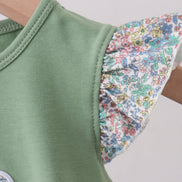 Sage bunny applique ruffle bubble