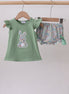 Sage bunny applique bloomer set