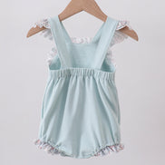 Blue floral bunny applique ruffle bubble