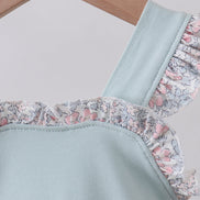 Blue floral bunny applique ruffle bubble