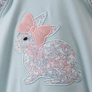 Blue floral bunny applique ruffle bubble