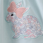 Blue floral bunny applique ruffle dress