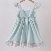 Blue floral bunny applique ruffle dress