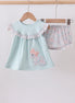 Blue floral bunny applique bloomer set
