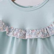 Blue floral bunny applique bloomer set
