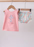 Pink floral cross embroidery ruffle bloomer set