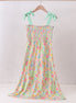 Pink floral smocked tiered dress