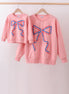 Peach hand-sewn bow mom&me sweatshirt