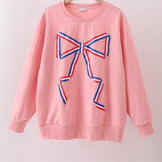 Peach hand-sewn bow mom&me sweatshirt