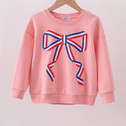 Peach hand-sewn bow mom&me sweatshirt