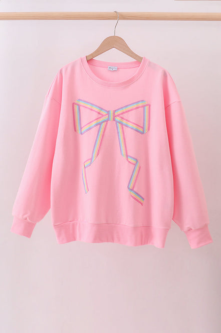 Pink hand-sewn bow mom&me sweatshirt