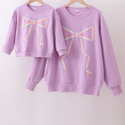 Purple hand-sewn bow mom&me sweatshirt