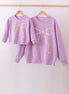 Purple hand-sewn bow mom&me sweatshirt
