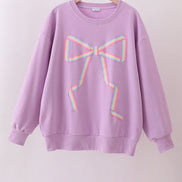 Purple hand-sewn bow mom&me sweatshirt