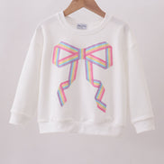Cream hand-sewn bow mom&me sweatshirt