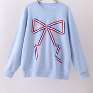Blue hand-sewn bow mom&me sweatshirt